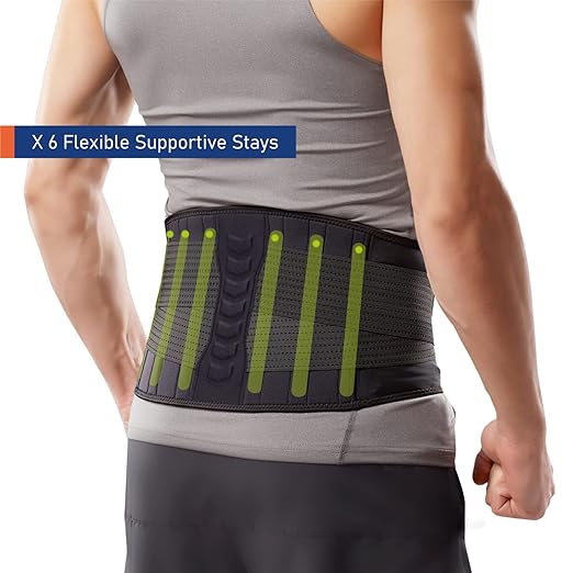 Comforband Copper-Infused Back Support Brace – Lightweight, Breathable Lumbar Belt with 6 Flexible Nylon Stays and Dual Adjustable Straps for Lower Back Pain Relief, Muscle Spasms, Strains, Arthritis, and Sciatica – Suitable for Men and Women (S/M)