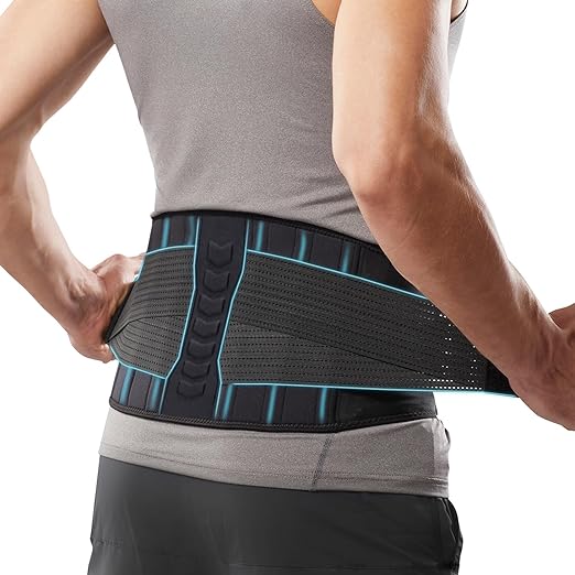 Comforband Copper-Infused Back Support Brace – Lightweight, Breathable Lumbar Belt with 6 Flexible Nylon Stays and Dual Adjustable Straps for Lower Back Pain Relief, Muscle Spasms, Strains, Arthritis, and Sciatica – Suitable for Men and Women (S/M)