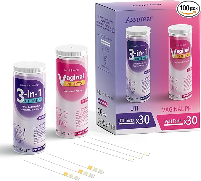 UTI Test Strips (UTI) Test Strip + Vaginal pH Test Kit for Women & Kids Urine Test Strips, Urinalysis Test Strip for UTI and Bladder, Easy at Home Urinary Tract Infection Test Kit.