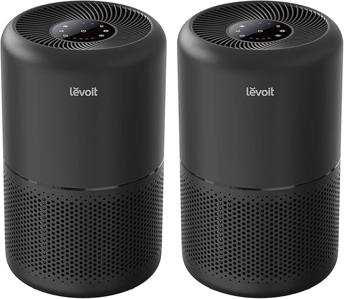 LEVOIT Air Purifier for Home Allergies Pets in Bedroom, Covers Up to 1074 ft² by 56W High Torque Motor, AHAM VERIFIDE, 3-in-1 Filter, HEPA Sleep Mode, Remove Dust Smoke Odor, Core300-P, Black, 2 Pack