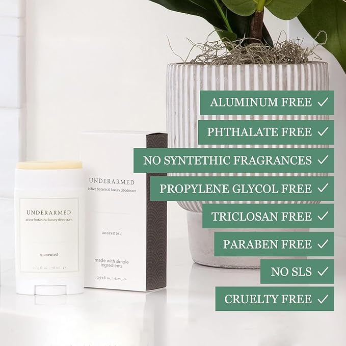 Underarmed Unscented Aluminum-Free Deodorant, Coconut + Essential Oils, Baking Soda, Raw Honey & Mineral Salt | Non-GMO Vegan Formula For Women & Men