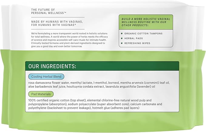 The Honey Pot Company - Herbal Long Panty Liners for Women - Infused w/Essential Oils for Cooling Effect & Organic Cotton Cover - Feminine Care - FSA & HSA Eligible - 30 ct