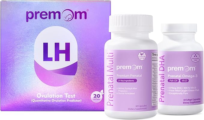 Premom Quantitative Ovulation Test Strips 20LH & Premom Prenatal Vitamin & Premom Fish Oil