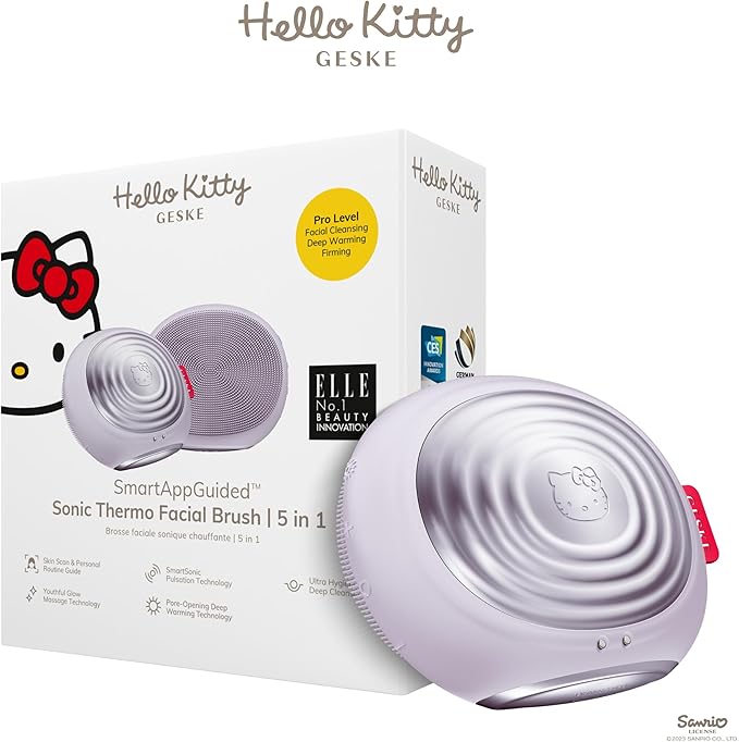 x Hello Kitty SmartAppGuided Sonic Thermo Facial Brush | 5 in 1 | Skin Cleansing | Cleansing Brush with Thermal Function | Electric Facial Massager