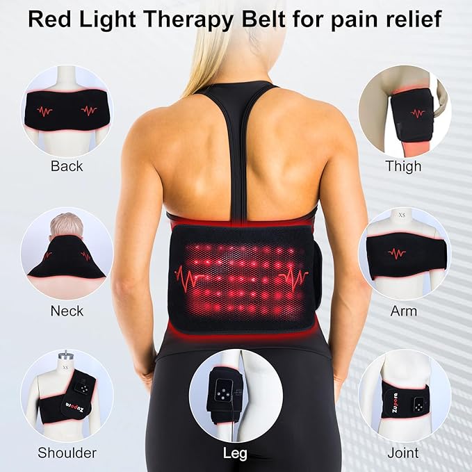 Zupora Cordless Back Massager Belt with Magnetic Controller,Red Light Therapy Massage Belt,Lower Back Massager for Pain Relief Gift for Mom Dad Grandma Grandpa Friends Yourself