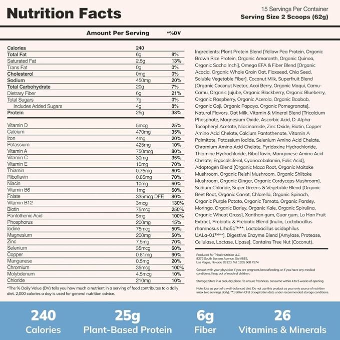 Ka’Chava All-In-One Nutrition Shake Blend, Vanilla, 15 Servings, 85+ Superfoods & Nutrients, Meal Replacement, Greens Plant-Based Superfood Powder Protein Drink, Digestive Enzymes & Probiotics, Vegan Dairy Gluten Free