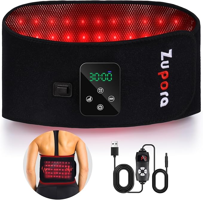 Zupora Cordless Back Massager Belt with Magnetic Controller,Red Light Therapy Massage Belt,Lower Back Massager for Pain Relief Gift for Mom Dad Grandma Grandpa Friends Yourself