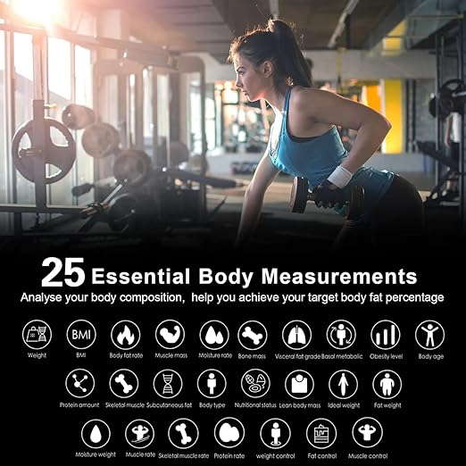 Smart Scale for Body Weight, Bathroom Scales Accurate to 0.1lb/0.05kg can be calibrated, Bluetooth Body Fat Scale BMI, 25 Metrics Body Composition Monitor Health Analyzer with App, ITO Glass, 400 lbs