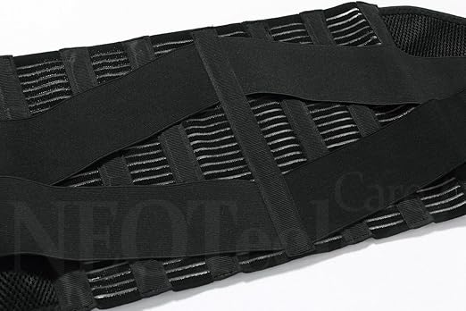 NeoTech Care Adjustable Compression Wide Back Brace Lumbar Support Belt (Charcoal, Size L)