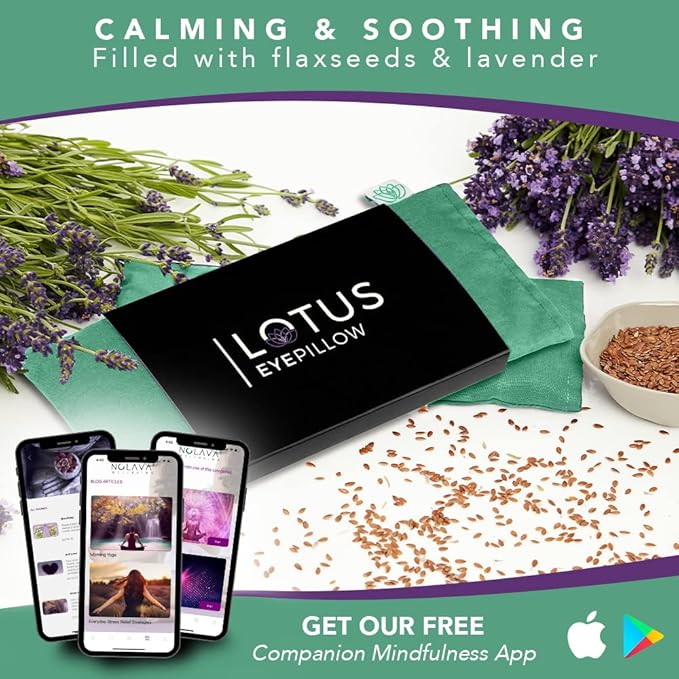 Lotus Weighted Lavender Eye Pillow|Sleeping & Meditation Mask|Yoga Eye Pillow |Lavender Aromatherapy Eye Pillow | Hot or Cold Pack| Head Ache Relief | Sleep mask Relaxing Gift Men, Women & Employees
