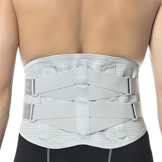 NeoTech Care Back Support Belt - Breathable & Adjustable Lower Back Brace - Double Pull Compression Straps (Grey, Size XXL)