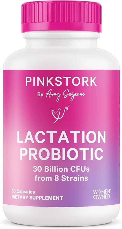 Pink Stork Lactation Probiotic - 30 Billion CFUs Multi Strain Postnatal Probiotics for Breastfeeding Women - Support Breast Milk & Gut Health, Postpartum Essentials, 30 Capsules