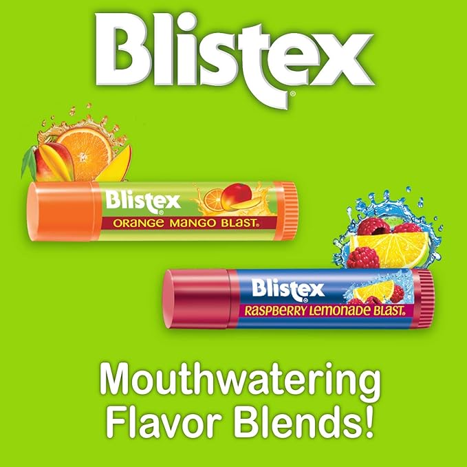 Blistex Raspberry Lemonade Blast Lip Balm, 0.15 oz. Moisturizes & Comforts Dry Lips, Refreshing Flavor Blend, Vitamin C and E, Easy Glide Formula for Full Coverage, Pack of 12