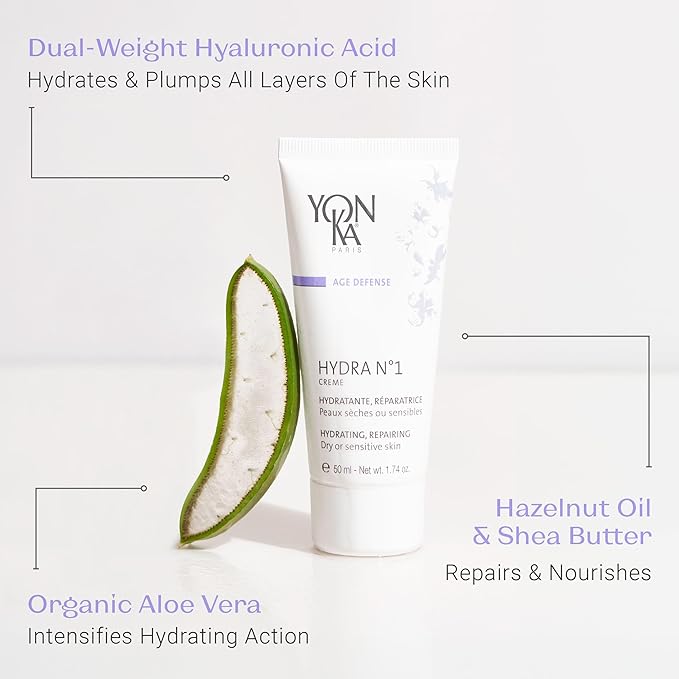 Yon-Ka Daily Reparative Moisturizer, Hydra No. 1 Creme - Rich Anti-Aging Skincare with Hyaluronic Acid, Vitamins A, C & E for Dry Skin, Paraben-Free, 15ml