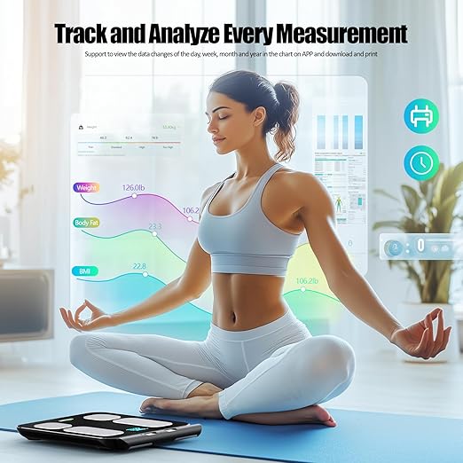 Smart Scale for Body Weight and Fat Percentage, Highly Accurate Digital Bathroom Body Fat Scale for BMI 28 Body Composition Analyzer, 8 Electrodes Smart Scale Weighing Scale Sync with Fitness App