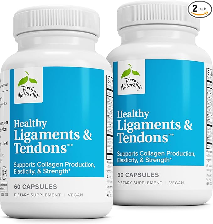Terry Naturally Healthy Ligaments & Tendons - Dietary Supplement for Connective Tissue & Joint Lubrication Support - Non-GMO Formula to Aid Ligament & Muscle Health - 60 Capsules, 2 Pack
