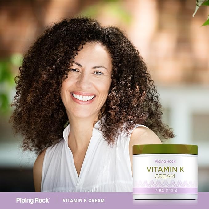 Piping Rock Vitamin K Cream | 4 Ounce | for Bruising, Dark Circles, Spider Veins, Eyes, Skin and Face