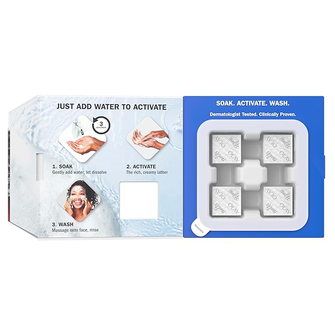 Olay Cleansing Melts + Hyaluronic Face Cleanser, 64 ct. total (2 x 32 ct.), Water-Activated Face Wash to Clean, Tone, and Refresh, Fragrance-Free