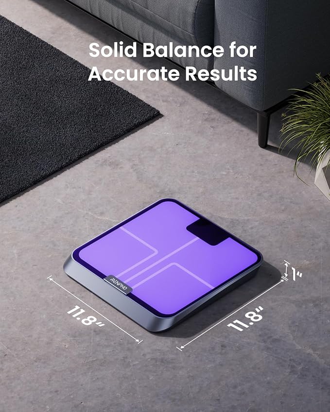 RENPHO Smart Body Fat Scale with Light, Fitness Equipment with RGB Lighting, Rechargeable Scale with BMI, Body Fat, Muscle Mass, Color Changing with Weight Variation, FSA HSA Eligible, Elis Chroma