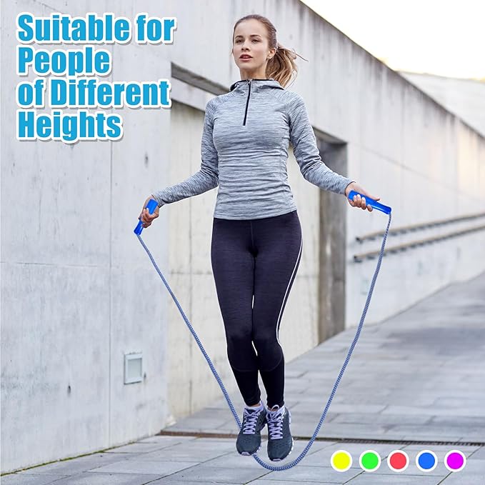 Honoson Rainbow Jump Rope Bulk Gift for Kids 7.8ft Nylon Stripe Ropes with Handle Adjustable Colorful Party Favor Christmas Charity Gift Box Outdoor Indoor Fun Game Exercise Fitness Activity