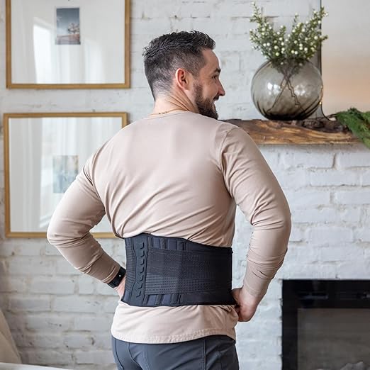 Copper-Infused Back Support Brace – Lightweight, Breathable Lumbar Belt with 6 Flexible Nylon Stays and Dual Adjustable Straps for Lower Back Pain Relief, Muscle Spasms, Strains, Arthritis, and Sciatica – Suitable for Men and Women (XXL)