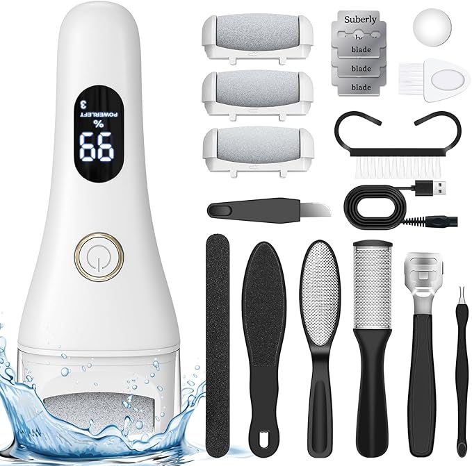 Foot Callus Remover for Feet, Electric Foot Srcubber Callus Remover with 3 Speed, Pedicure Kit Tools Foot File for Dead Skin Dry Crack Skin Calluses, Foot Care Spa Kit Gift for Men Women Senior