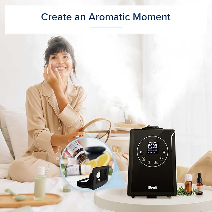 LEVOIT LV600HH 6L Warm and Cool Mist Ultrasonic Humidifier, Rapid Humidification for Bedroom Large Room, Essential Oil Diffuser, Humidity Setting with Built-in Sensor, Auto Mode, Timer, Remote Control