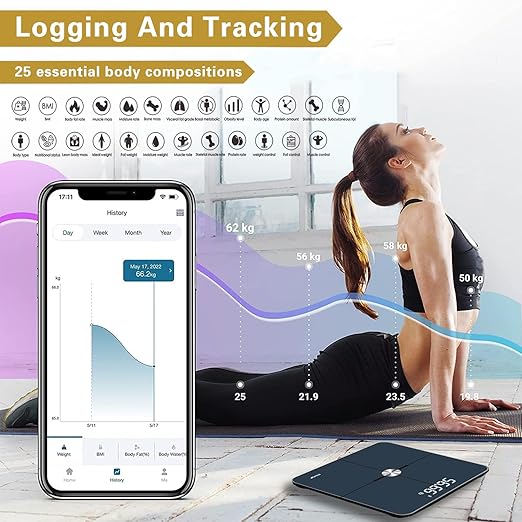Smart Scale for Body Weight, Bathroom Scales Accurate to 0.1lb/0.05kg can be calibrated, Bluetooth Body Fat Scale BMI, 25 Metrics Body Composition Monitor Health Analyzer with App, ITO Glass, 400 lbs