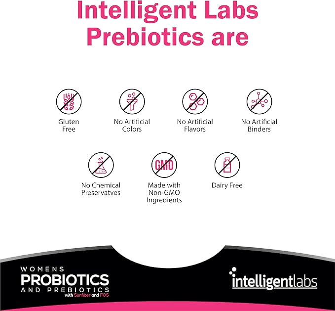 Intelligent Labs Women's Probiotics Formula with Cranberry Extract, D-Mannose and Prebiotics All in one, 6 Billion CFU Probiotic, One Capsule a Day, 60-Day Supply, Third-Party Verified for Purity