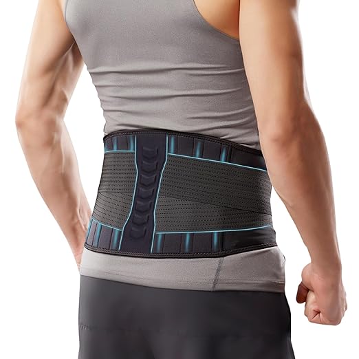 Copper-Infused Back Support Brace – Lightweight, Breathable Lumbar Belt with 6 Flexible Nylon Stays and Dual Adjustable Straps for Lower Back Pain Relief, Muscle Spasms, Strains, Arthritis, and Sciatica – Suitable for Men and Women (XXL)