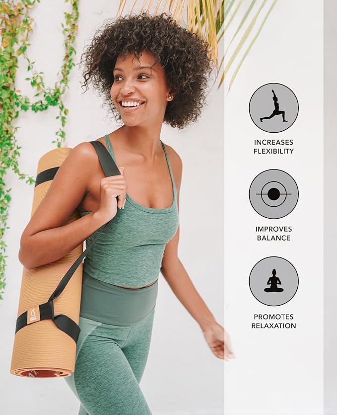 Sweet Sweat Yoga Mat (Dual Sided) - Fitness & Exercise Mat with Easy-Cinch Yoga Mat Carrier Strap (72"L x 24"W)