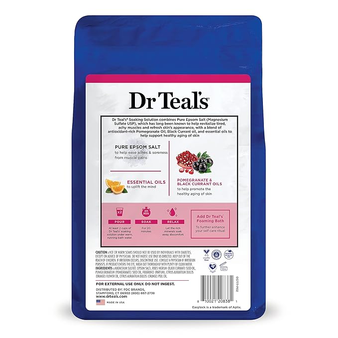 Dr Teal's Epsom Salt Magnesium Soak, Pomegranate & Black Currant, 3 lbs
