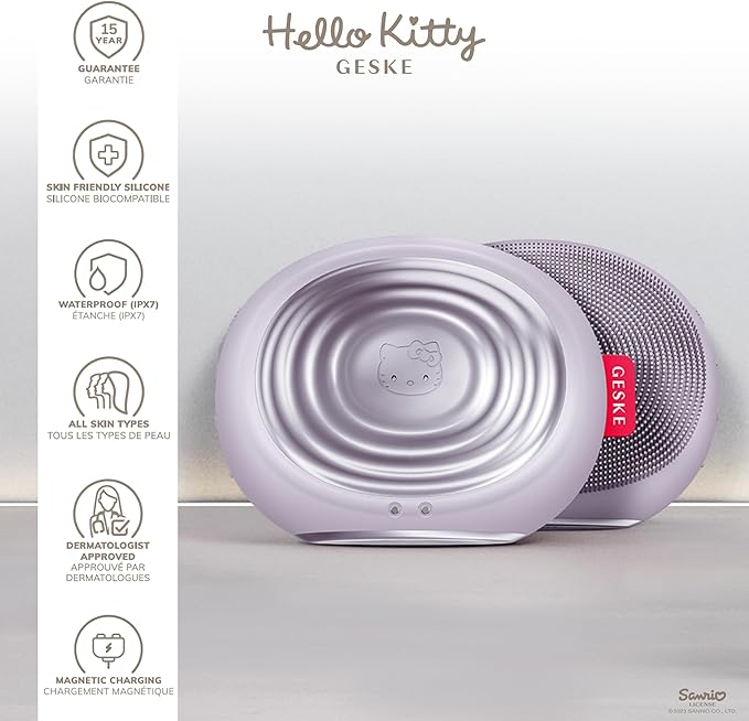 x Hello Kitty SmartAppGuided Sonic Thermo Facial Brush | 5 in 1 | Skin Cleansing | Cleansing Brush with Thermal Function | Electric Facial Massager