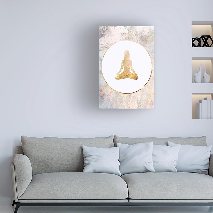 Trademark Fine Art Canvas Wall Art - Sarah Manovski 'Yoga Gold Marble 2' Wall Art for Living Room, Bedroom, or Office Décor