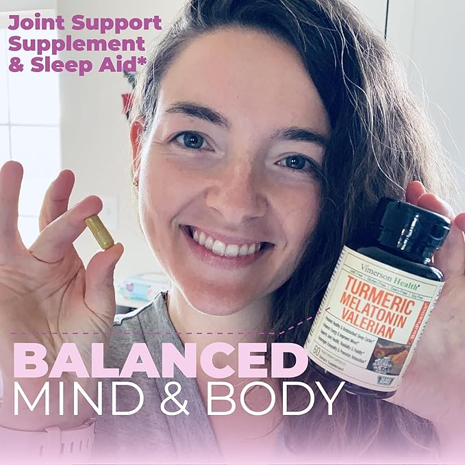 Turmeric Supplement - Turmeric Curcumin with Black Pepper, Melatonin 3mg & Valerian. Natural Sleep Aid for Adults with L-Theanine, Ginger, Valerian Root Capsules. Aids Relaxation and Mood. 2 Pack