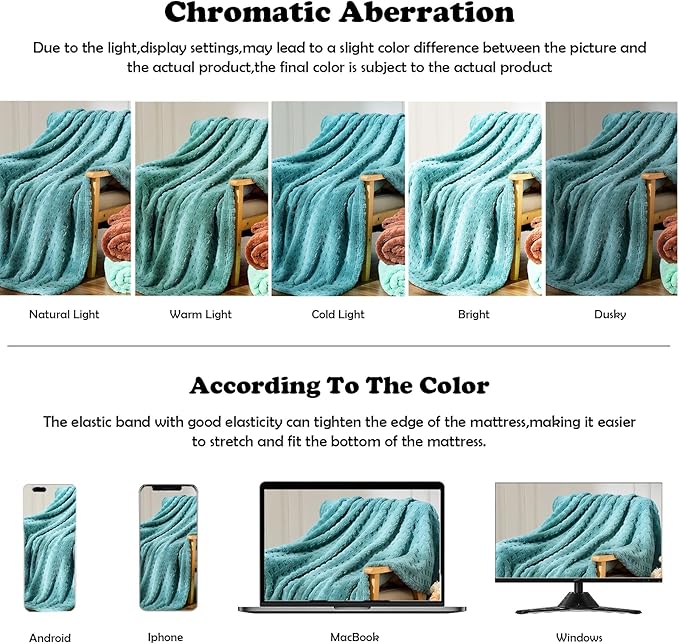 NEWCOSPLAY Super Soft Queen Blanket Teal Premium Silky Flannel Fleece 3D Waffle Checkered Lightweight Bed Blanket All Season Use (Light Teal, Queen(90"x90"))