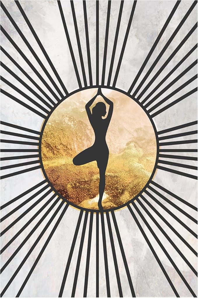 Trademark Fine Art Canvas Wall Art - Sarah Manovski 'Black Gold Yoga Sun 2' Wall Art for Living Room, Bedroom, or Office Décor