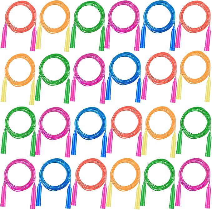 24 Pack Colorful Jump Ropes,7.3 Feet Jump Rope for Kids,Adjustable Outdoor Jump Ropes Skipping Rope,PVC Jumping Ropes Great Party Favor Sports Exercise Activities Birthday Gifts,Assorted Bright Colors
