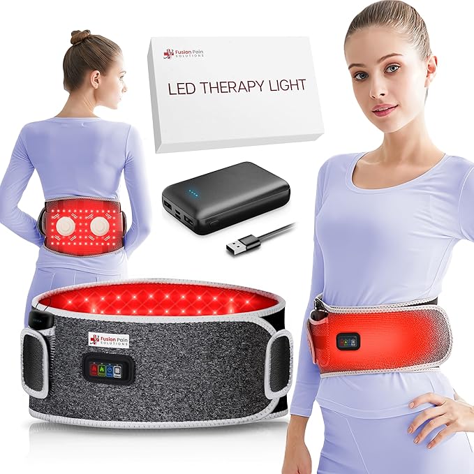 Cordless Back Massager with Heating Pad and Red Light Therapy Belt for Back Pain Relief - 3 Temperature Settings and Soothing Massage for Comfort and Recovery - FSA HSA Eligible