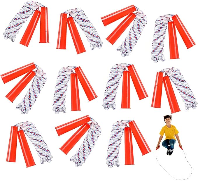 ArtCreativity 84 Inch Nylon Ropes for Kids - Pack of 12 - Durable Jump Ropes with Plastic Handles - Healthy Indoor and Outdoor Skipping Activity, Party Favors, Gifts for Boys and Girls