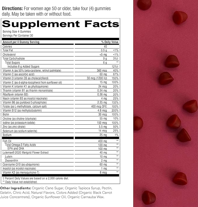 SmartyPants Organic Women's Multivitamin Gummies Bundle: Biotin, Omega 3, Vitamin D3, B12, Folate + Masters Formula for Women 50+ with Lutein, Zeaxanthin, CoQ10, 120 Count