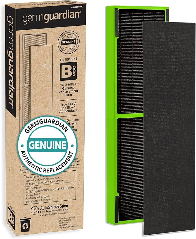 GermGuardian HEPA Air Purifier for Home, Large Room Air Purifiers with HEPA Filters & Filter B Toxin Clear HEPA Genuine Replacement Filter, Removes 99.97% of Pollutants