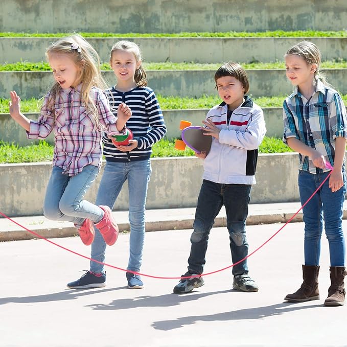 Elcoho 10 Pack Colorful Kids Jump Rope Set Adjustable Plastic Kids Jump Rope Skipping Rope Outdoor Jump Ropes Great Party Favor