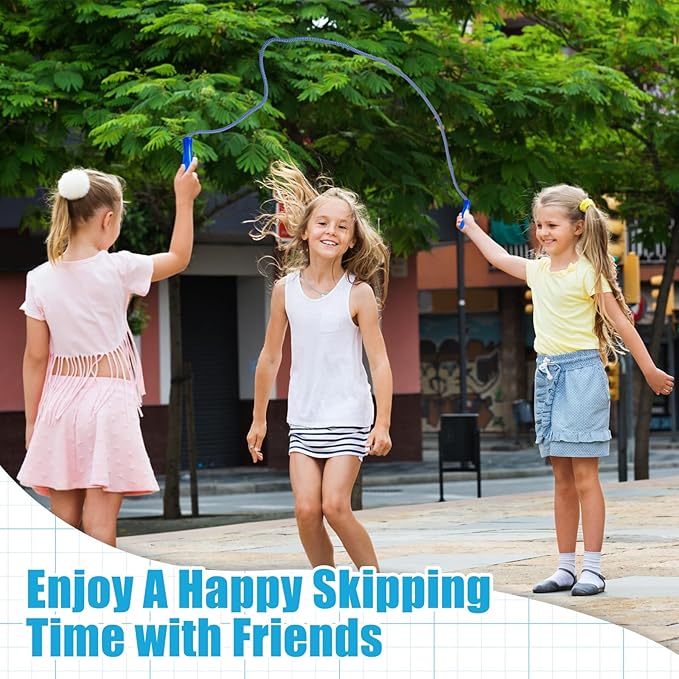 Honoson Rainbow Jump Rope Bulk Gift for Kids 7.8ft Nylon Stripe Ropes with Handle Adjustable Colorful Party Favor Christmas Charity Gift Box Outdoor Indoor Fun Game Exercise Fitness Activity
