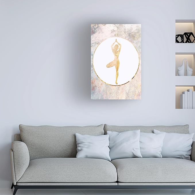 Trademark Fine Art Canvas Wall Art - Sarah Manovski 'Yoga Gold Marble 1' Wall Art for Living Room, Bedroom, or Office Décor