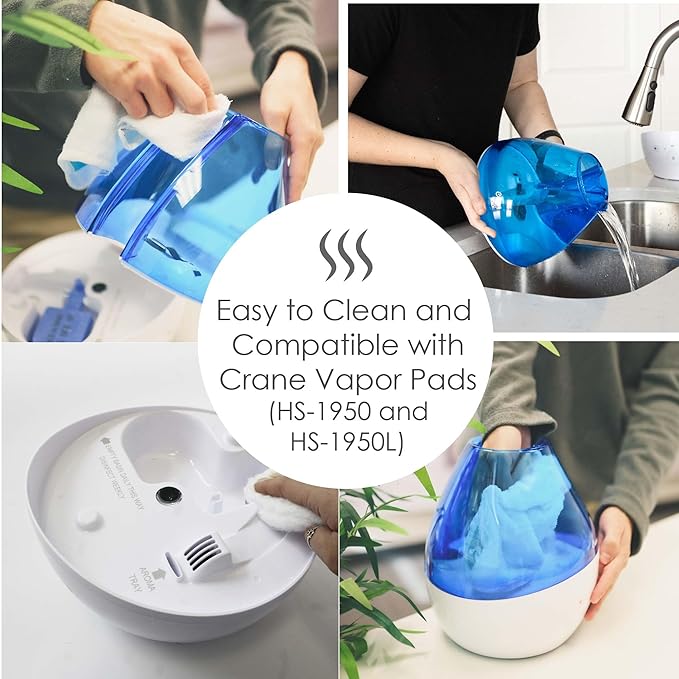 Crane 4-in-1 Drop 2.0 Ultrasonic Cool Mist Humidifier with Sound Machine, Night Light, Aroma Tray, 1 Gallon Top Fill, Blue & White