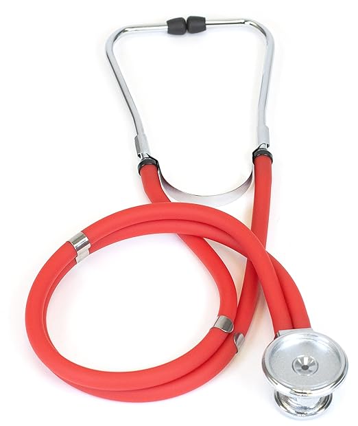 Primacare DS-9295-RD 30" Sprague Rappaport Style Stethoscope for Doctors, Nurses and Medical Students, First Aid Professional Dual Head Cardiology Kit for Men, Women and Pediatric, RED