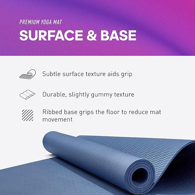adidas Premium Yoga Mat, Firm-Density Workout Mat, 5 mm